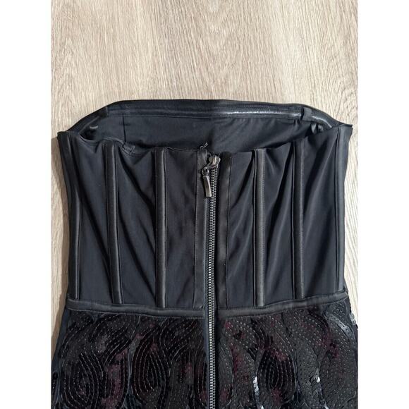 Bebe Strapless Sequin Black Fitted Dress, Cocktail,Women's XS, Party, Prom - Picture 4 of 7